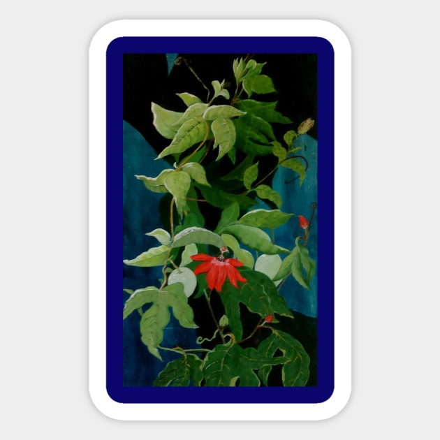 Printable Passion Fruit Vine - from my original acrylic painting Sticker by GarryGreenwood